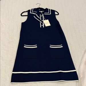 Entro Navy Dress with White Trim